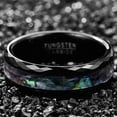 thumbnail image 4 of 8mm Abalone Shell Tungsten Rings for Unisex Black Wedding Bands Faceted Edge Size 6-14, 4 of 6