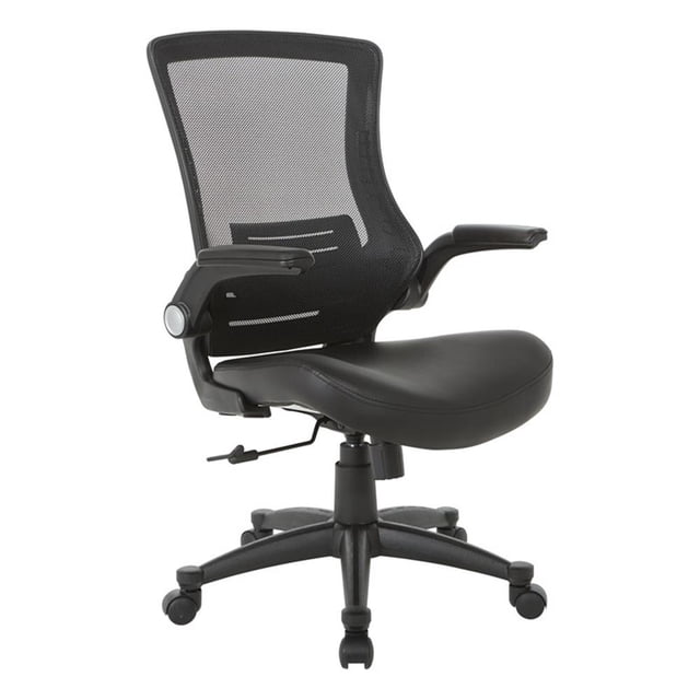 Pemberly Row Screen Back Manager's Chair in Black Faux Leather Seat