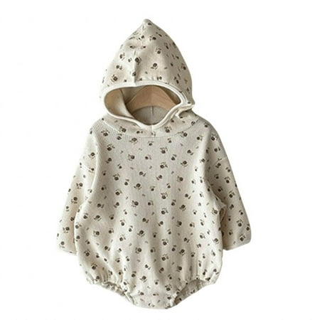 

JDEFEG 6 Month Boy Baby Girls Boys Floral Ribbed Cotton Autumn Long Sleeve Hooded Romper Bodysuit Clothes 3-6 Months Baby Boy Clothes Cotton Beige 80