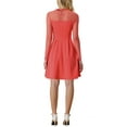 thumbnail image 3 of INSPIRE CHIC Robe Patineuse de Fête pour Femme en Maille Transparente à Manches Transparentes avec Cœurs m Rouge Melon D\'eau, 3 of 6