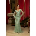 thumbnail image 4 of Women's Royal Queen RQ8125 Sequin V-Neck Long Sleeve evening elegant Gown Dress Silver 16, 4 of 8