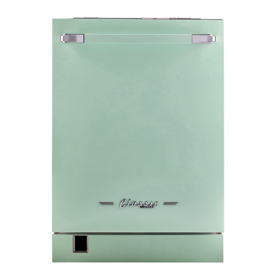 Unique Appliances Classic RetroLuxe Dishwasher with Accessory Panel in Summer Mint Green