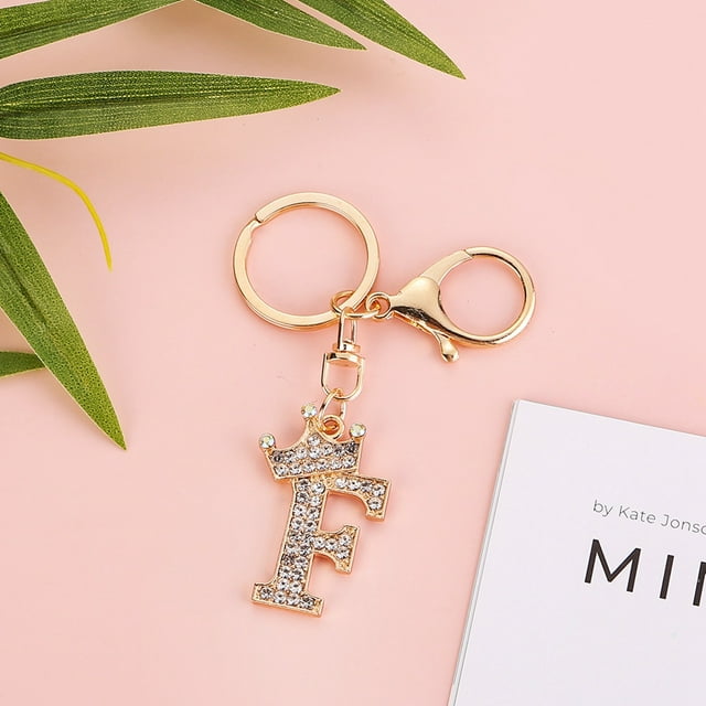 Stylish Metal Alphabet Letter Keychain Fashion Jewelry Accessory for Bags and Personal Items with Exquisite Encrusted Detailing