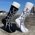 thumbnail image 3 of sunsanly 1 Pair Halloween Socks Spider Wet Skull Skeleton Print Color Matching High Elasticity Anti-slip Unisex Sport Sweat-Absorbent Basketball Football Long Stockings, 3 of 8