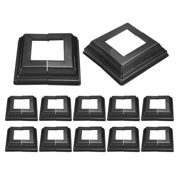 12 Pack Post Base Cover, 5x4.75 (Internal Size 2.5x2.5) Split Style Post Skirt, Porch Column Wrap for Post Fence Deck Cable Railing Baluster Stair Rails, Black