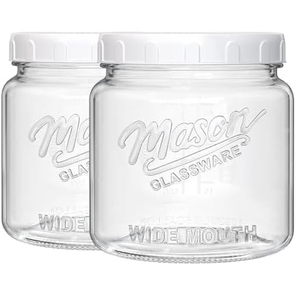 [NEW] 2 Pack Glass Jar with Lid, Half Gallon Mason Jar Wide Mouth for Pantry Storage, Flour, Pasta, Cookie, Candy, Fermenting, Pickle - Airtight Glass Storage Jars(64 Oz)