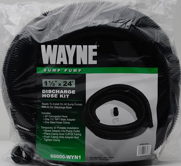 Sump Discharge Hose Kit With Clamps by 24 ft WAYNE 66000-WYN1 1-1//2 in