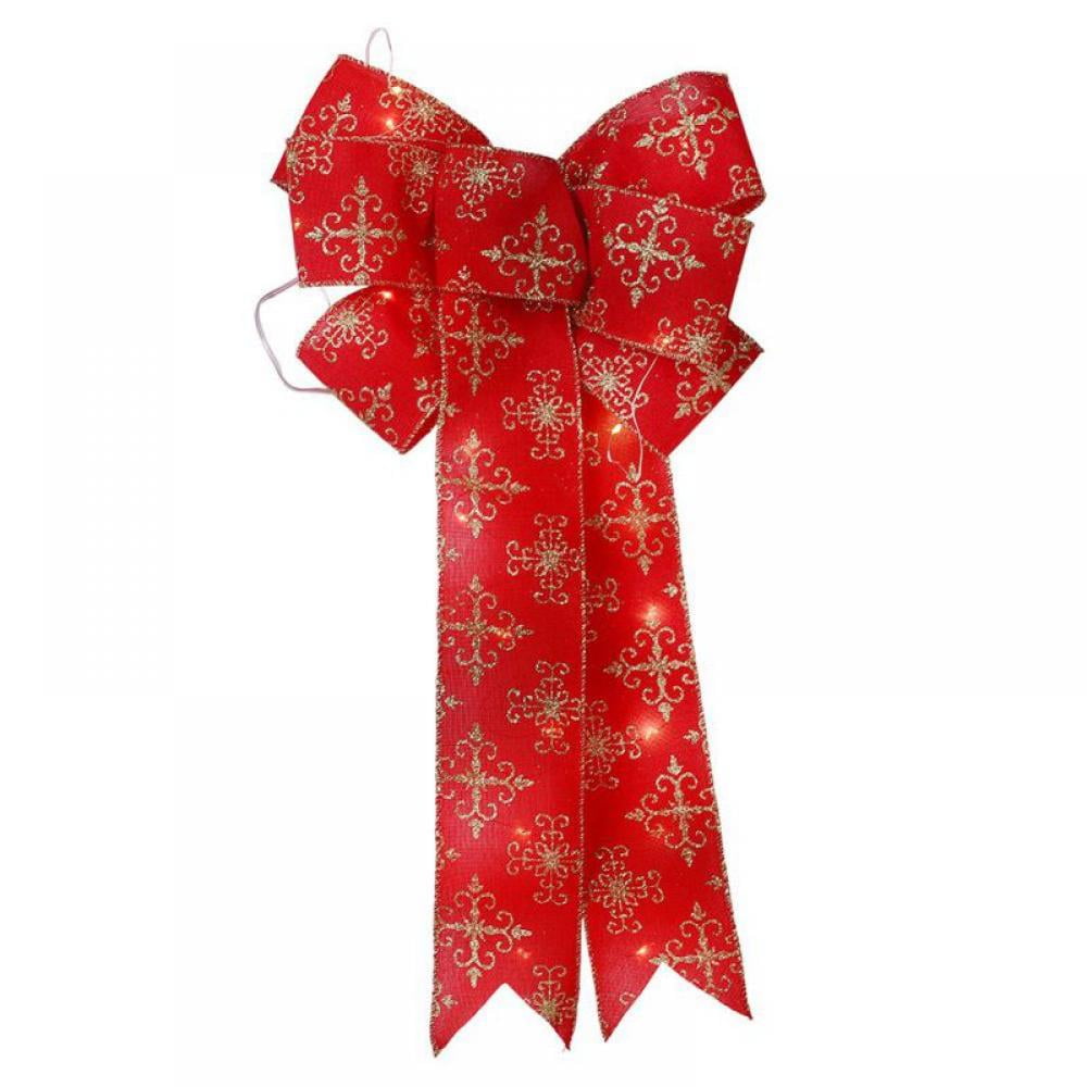 1PC Christmas Tree Bow LED Ribbon Bows Christmas Tree Ornaments Tree Topper Christmas Decoration