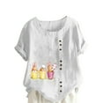 thumbnail image 2 of EQWLJWE Summer Womens Easter Print Tops Loose Solid Color Short Sleeve Crew Neck Lightweight Shirts Plus Size Casual Blouse Outwear White(S-5Xl), 2 of 5