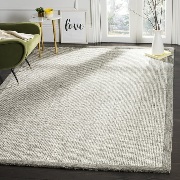 SAFAVIEH Abstract Clive Bordered Wool Area Rug, Sage/Ivory, 4' x 6'