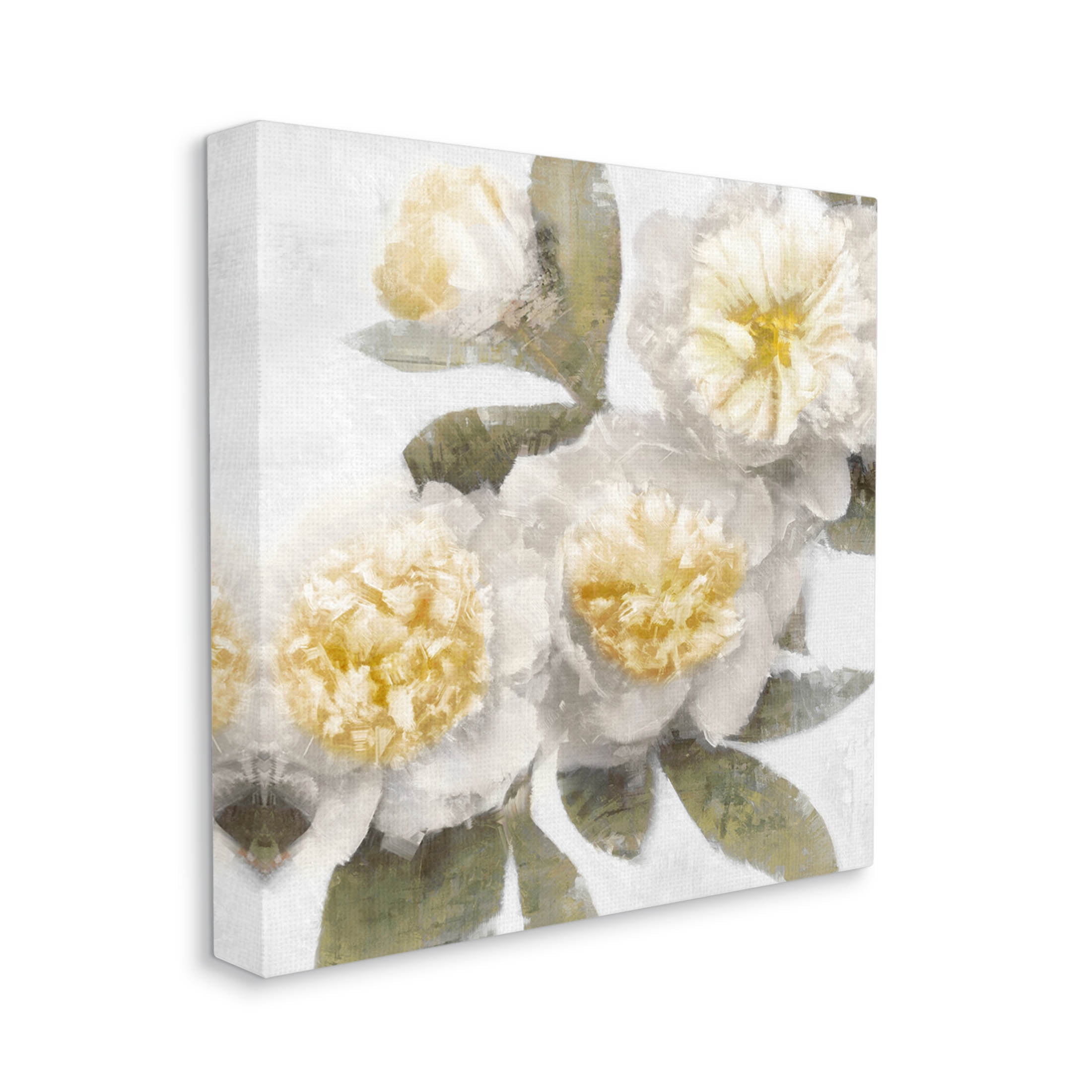 Blooming Yellow Peony Flower Petals Botanical & Floral Graphic Art Gallery Wrapped Canvas Print Wall Art