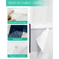 thumbnail image 3 of No Hook Shower Curtains with Snap in Liner, Navy Blue Boho Waterproof Fabric Shower Curtain, Geometric Stripe Abstract Art Double Layers & See-Through Top Window Bathroom Curtains 48''x72'', 3 of 6