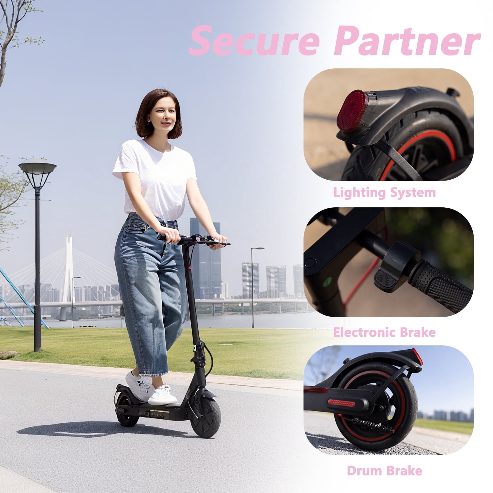 8.5"Electric Scooters,350W Adult Foldable Electric Scooter, Up to 21 MPH &24-34km Long-Range Portable Commuting Scooter