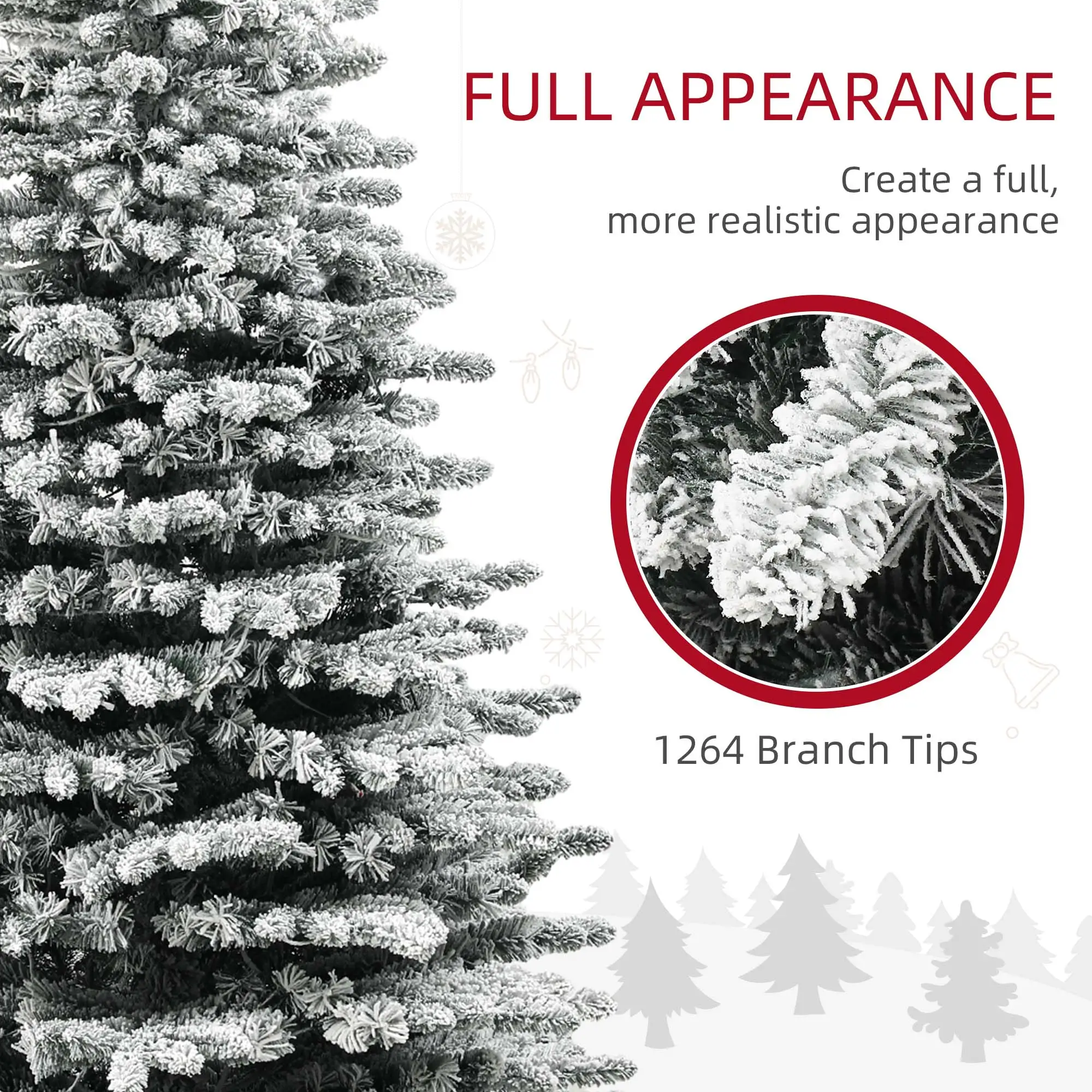 7.5ft Prelit Flocked Christmas Tree with 500 LED Lights 1264 Tips Remote Timer Indoor Decor