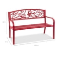 thumbnail image 7 of Best Choice Products 50in Steel Outdoor Patio Garden Park Bench Porch Chair Yard Furniture w/ Pastoral Bird Design - Red, 7 of 7