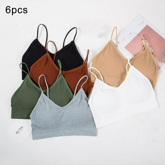 Padded Bralettes For Women 6 Pcs Sports Bras For Women Bando Neck Pack V