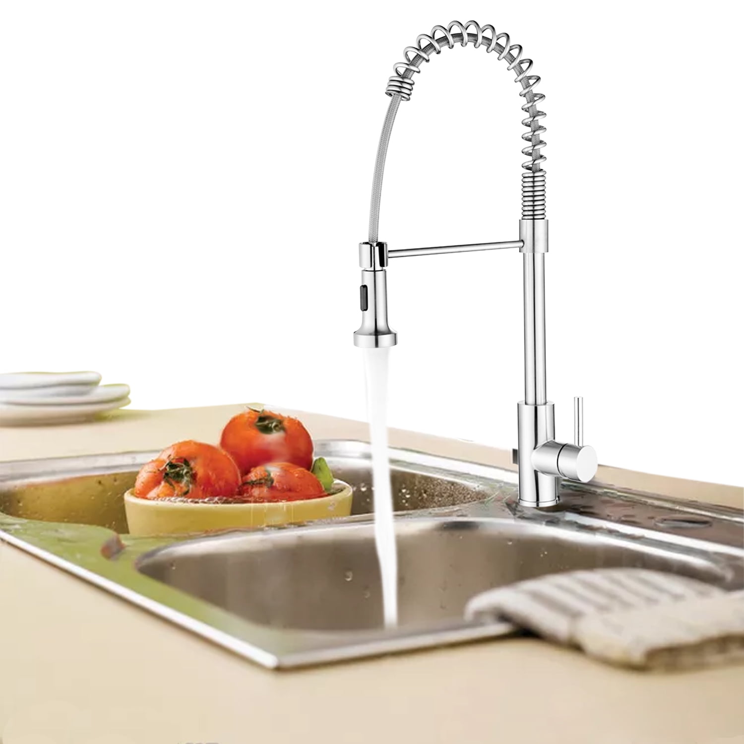 XGeek G9/16 Single Handle Pull Down Spring Sprayer Kitchen Faucet , 2