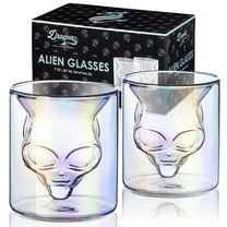 Dragon Glassware 7 oz Double Wall Alien Drinking Glasses Grey Set of 2