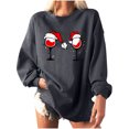 thumbnail image 1 of Sudadera extragrande de lana de manga larga con cuello redondo y estampado navideño para mujer Fridja  ghj987+4528, 1 of 8