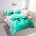 thumbnail image 3 of Manfei Kawaii Cartoon Bow-tie Twin Bedding Sets 7-Piece for Kids, Princess Cyan Ribbon Bedding Comforter Set, Fashion Bow Reversible Sheet Sets, Lightweight Room Decor, 3 of 7