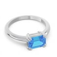 thumbnail image 3 of 2.50 Carat Sparkle Emerald Cut Blue Topaz Gemstone Solitaire Anniversary Ring for Women 18K White Gold Size 4.5 by Diamond-Capitals, 3 of 8