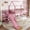 Pink + Metal + Twin, variant on Luckynote Twin metal House Bunk Bed with Storage Stairs, Slide, Safety Rails, Black