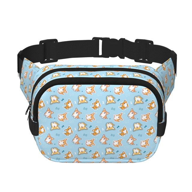 Fotbe Corgi Dog 1 Cangurera Cuadrada con Estampado de Doble Capa, Bolsa de Cintura Ajustable Mini para Hombres y Mujeres