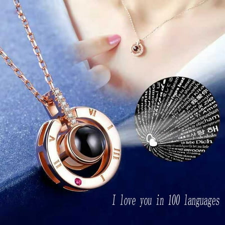 Necklace Best Lovers Gift 100 Languages I Love You Projection Pendant Necklace Romantic Love Memory Wedding (Best Wedding Jewelry Websites)