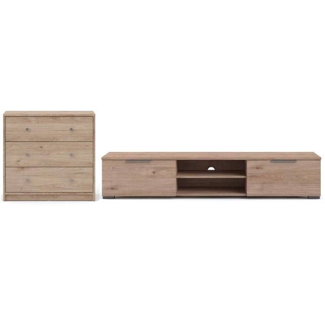 Tvilum Canada Ensemble 2 Pcs avec Meuble TV 68 Pouces et Commode 3 Tiroirs