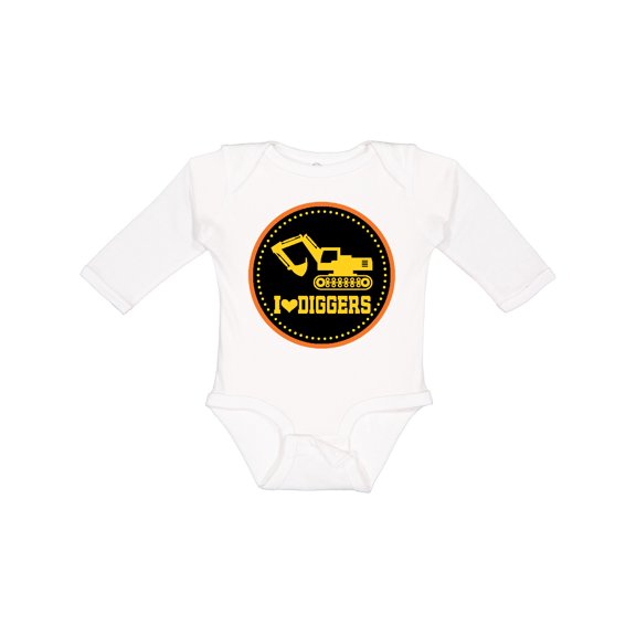 Inktastic Digger Construction Truck boys Boys Long Sleeve Baby Bodysuit