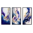 thumbnail image 2 of Designart "Blue and Gold Splatter II" Modern Framed Wall Art Set Of 3 - Blue Abstract Spirals Frame Canvas Set For Living Room Decor, 2 of 6