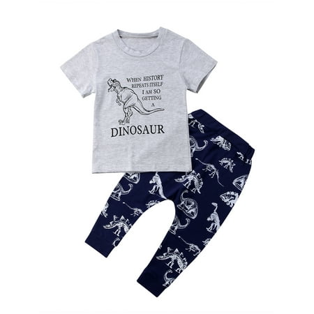 

Boys Short Sleeve Tops T-Shirt Pants Leggings Cotton Set Toddler Kids Clothes 1-6 T