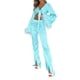 thumbnail image 3 of VISgogo - Conjunto de 2 piezas de moda para mujer, manga larga con puños de plumas, tops cortos con nudo y pantalones de cintura alta VISgogo moda, 3 of 9
