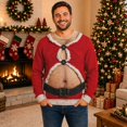 thumbnail image 2 of Kcolen Christmas Sweater for Men, Funny Hairy Chest Shirt,Long Sleeve Holiday Pullover Crewneck Top for Christmas Party Festive Gifts for Men, 2 of 5