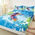 thumbnail image 3 of Feelyou Eat Skiing Sleep Full Size Sheets for Teen, Winter Outdoor Sport Bed Sheets, Blue Watercolor Splash Sheet Sets, Microfiber Bedroom Decor, 4 Pieces, 3 of 7