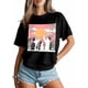 thumbnail image 2 of Women's T Shirts Short Sleeve Graphic Tees Cartoon Cute Cats Sunset Casual Crew Neck T-Shirt for Women/Teen Girls, 2 of 8