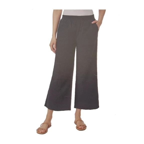 Hurley chiffon wide-leg capri pants with elastic waistband for women, Black, Size S