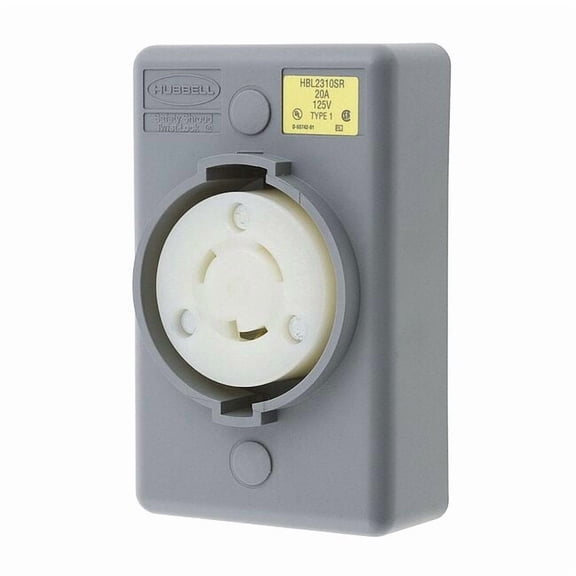 Hubbell Wiring Systems HBL2310SR Twist-Lock Safety-Shroud Surface Receptacle, 2 Pole, 3 Wire, Gray