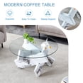 thumbnail image 5 of Hassch 33.4" Round Coffee Table with Tempered Glass Top and White Marbling Finished MDF Crossed Legs, for Living Room Bedroom Home Office, 5 of 8