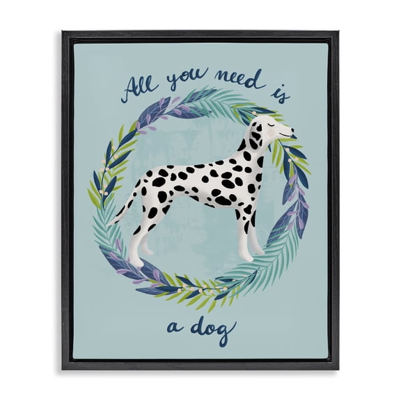 Stupell Industries Eclectic All You Need Is A Dog Black Floating Frame Canvas Art, 17 x 21, by Metka Hiti