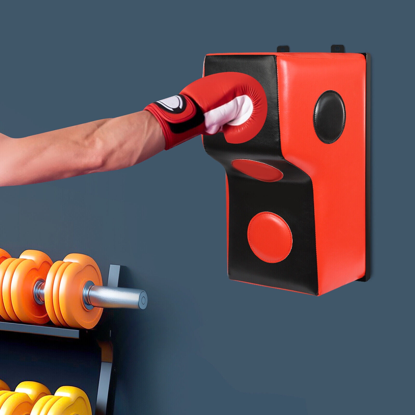 Red Wall Mount Punching Bag - Space-Saving Boxing Training Equipment for Hooks, Uppercuts, Straight Combinations - Uppercut Training Punching Target - 880lbs Bear Force