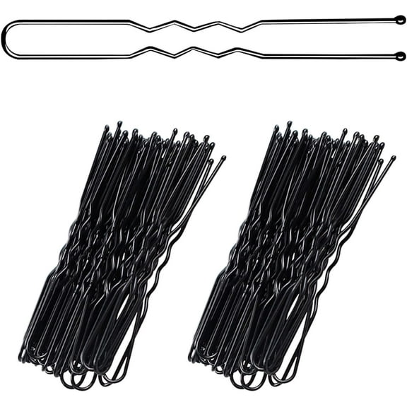 100 Pieces Black Hair Pins Bobby Pins, 6CM U shape Hair Bun Pins Clips, Wavy Design Hair Grips for Women Hair Styling