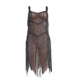 thumbnail image 3 of VISgogo Vestido con flecos para mujer, vestidos sin mangas con cuello en U de color sólido, ropa de playa hueca, S/ M/ L/ XL VISgogo moda, 3 of 7