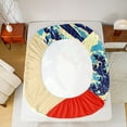 thumbnail image 5 of Feelyou Cartoon Cat Kids Bed Sheets, Japanese Ocean Waves King Sheets, 4-Piece, 5 of 7