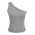 thumbnail image 4 of Pompotops Summer Women Slim Solid Color One Shoulder Vest Sleeveless Short Top, 4 of 5