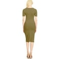thumbnail image 3 of Women's Solid Casual Comfy Short Sleeve Bodycon Slim Fit A-line Midi Dress, 3 of 4