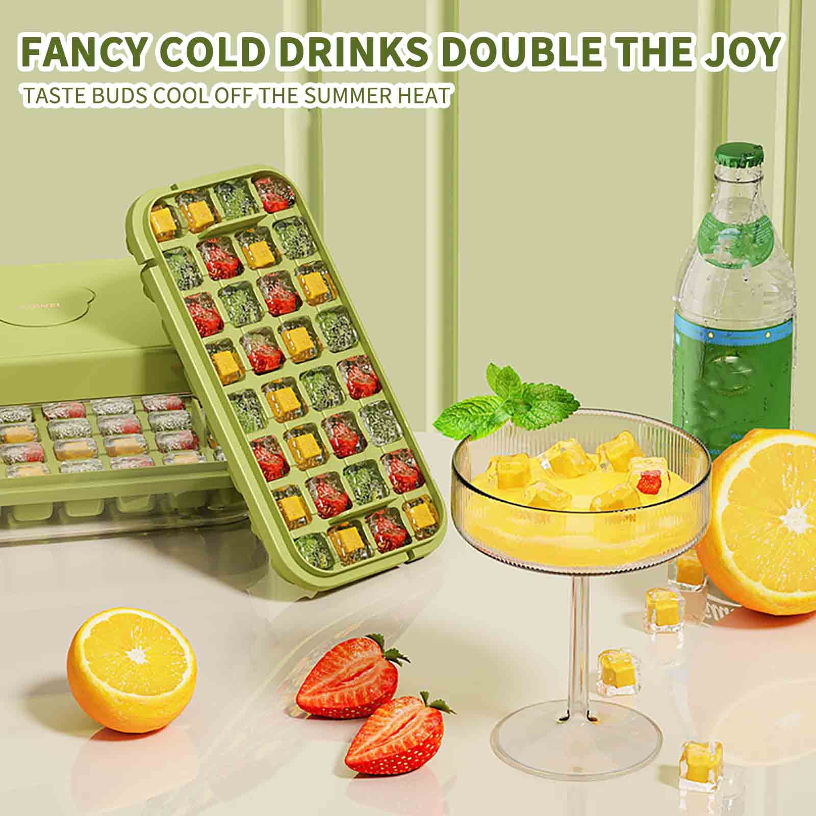 Ice Cube Tray with Lid and Storage Box, Easy Release Food Grade Plastic Ice Mold, Large Capacity Ice Maker for Freezer and Homemade Drinks