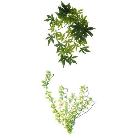 2 Plants Hanging Fake Reptiles Climbing Plant for Bearded , s, Geckos, Pets and Tank Habitat Decorations