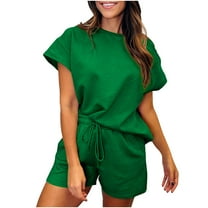 Fashion 2 Piece Sets for Women Summer Plus Size Solid Color New Casual Sports Long Sleeved Top And Shorts Set