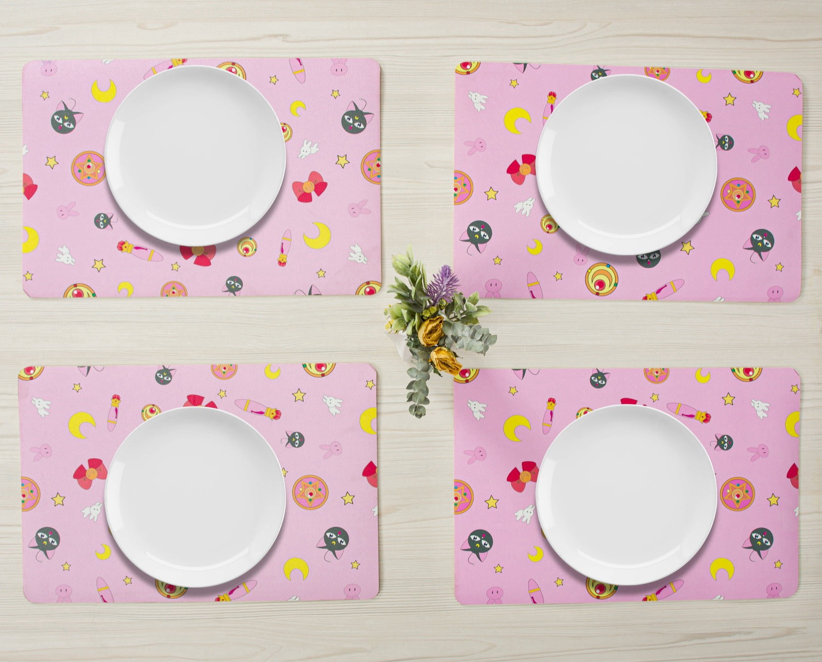RAY STAR Placemats Set of 4, Vinyl Washable Wipeable Place Mats-12inx18in, Heat Resistant Waterproof Place Mat